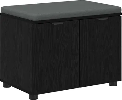 Produktbild von vidaXL Flurbank mit Kissen mit Regal Schwarze Eiche 60 x 38 x 46 cm