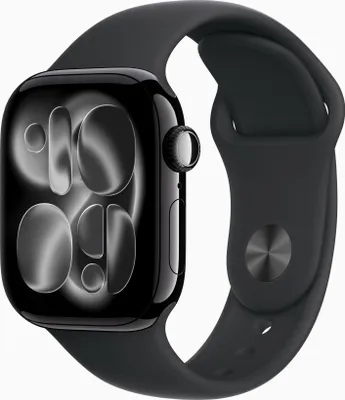 Produktbild von Watch Series 11, GPS, 46mm, Diamantschwarz Aluminiumgehäuse mit schwarzem Sportband - M/L