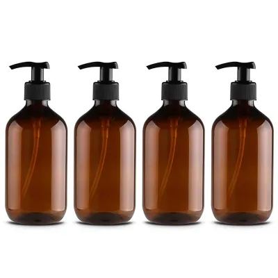 Image de Lot de 4 flacons distributeurs de savon 500 ml – Flacons pompes rechargeables pour lotion, shampoing et gel douche