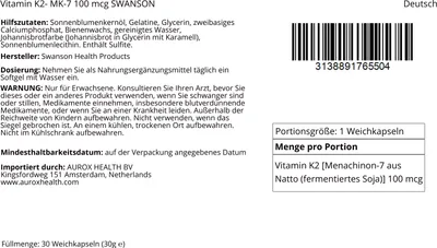 Immagine prodotto di Vitamina K2- MK-7 100 mcg 30 capsule morbide Swanson Health Products