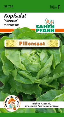 Produktbild von Kopfsalat Attractie (Pillenssat) | Kopfsalatsamen von Samen Pfann [MHD 01/2000]