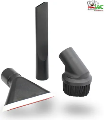 Three different vacuum cleaner attachments are displayed against a white background.