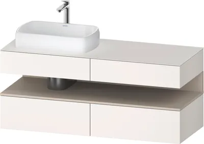 Produktbild von Duravit Qatego Konsolenwaschtischunterbau, 2 Auszüge, 2 Schubkästen, Ausschnitt links, 1400x550x600mm, Nische Taupe Supermatt, QA4765083840010