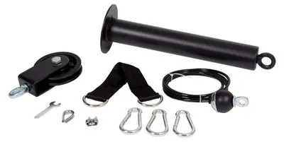 Produktbild von Kabelzug-System mit 50mm Gewichtsaufnahme, Kabel, Rolle und Verbindungsschlaufe, 3 Karabiner