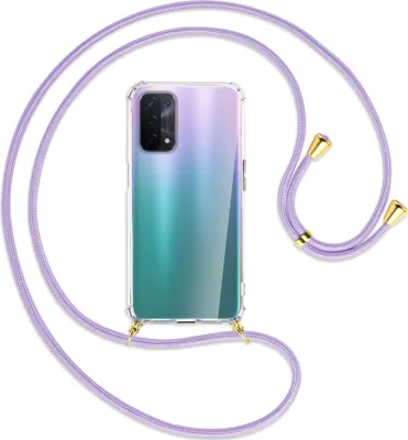Produktbild von Handykette Backcover-Schutzhülle mit Band (Metall goldfarben) für Oppo A54 5G / A74 5G (CPH2197) - violett