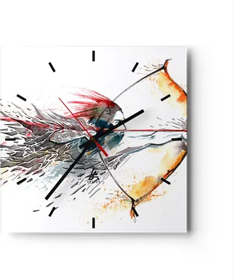 Produktbild von Wanduhr - Quadrat - Glasuhr - Bogen Pfeil Ziel Genauigkeit - 40x40cm - Schleichendes Uhrwerk - Lautlos - zum Aufhängen bereit - Dekoration Modern - Wanddekoration aus Glas - C3AC40x40-2994
