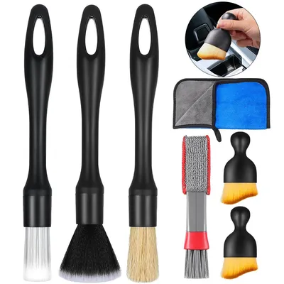 Produktbild von Auto Reinigungsset 7-teilig, Detailing Bürsten Set für Innenraum & Felgen, inklusive Mikrofasertuch, weiche & harte Bürsten, für Autopflege