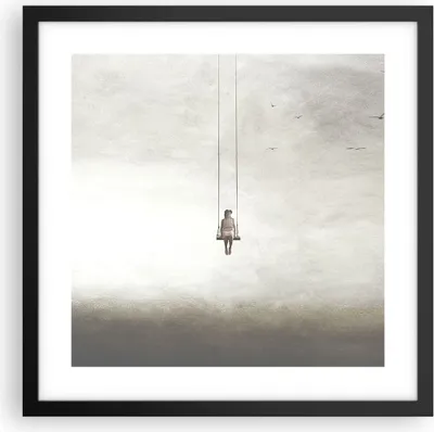 Produktbild von Gerahmtes Poster - Schwarzer Rahmen - Schwingen rein Wolken - 40x40 cm - Wand Bild - Wanddeko - Wandbilder - Kunstposter - Wandposter - Bilderrahmen - Bilder - Kunstdruck - P2BAC40x40-4875