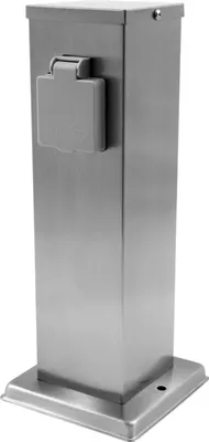 Produktbild von Außensteckdose 2-Fach, IP44, Edelstahl V2A, 127x127x300mm, 3680W/ 16A
