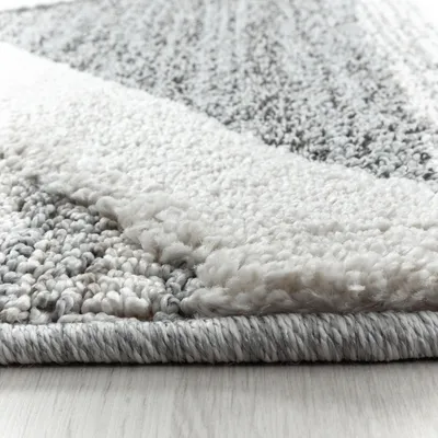Produktbild von Villa Möbel Pisaro Wohnzimmer-Teppich, Hochflor-Teppich, Frisee, Geometrisch, Farbe:Grau, Grösse:60x110 cm