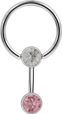 Immagine prodotto di Karisma Titanium G23 Intimate Lip Band Piercing 2 pietre appiattite Flat Back 8mm- Bianco/Rosa