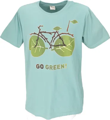 Image de T-shirt rétro, Tree Save Earth T-shirt - Go Green/aqua, hommes, bleu, coton, taille : M