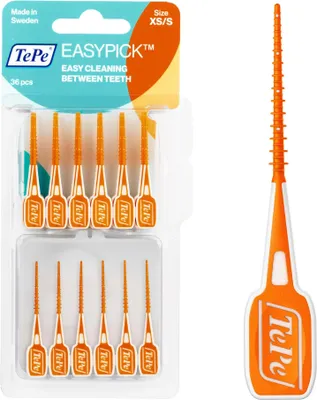 Produktbild von TePe EasyPick Dental Stick XS/S / 1 x 36 Stück inklusive praktischem Taschenetui / Für eine einfache, tägliche Anwendung zwischendurch und unterwegs Orange 36 stück (1er Pack)