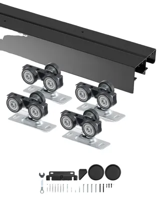 Produktbild von VEVOR Schiebetürbeschlagset, 1,75 m Schwerlast Schiebetürbeschlagset, Gewerbliche Schiebetürbeschläge und Schiene für 24"-36" breite Einzeltüren, Einfach und reibungslos zu installieren, 4 ft, Doppelschiene