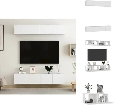 Image de vidaXL Armoires TV 4 pcs. Blanc 80x30x30 cm Bois composite - Meubles TV