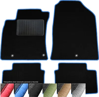 Immagine prodotto di moto-MOLTICO Tappetini Auto Velours Tappetini Auto Nero Set 4 pezzi adatto per Hyundai i40 dal 2011 (Blu - cuciture decorative)