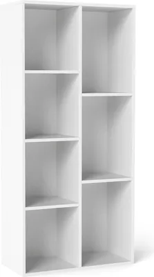 Zdjęcie produktu dla Regał na książki 7-sześcienny, biały, pionowy lub poziomy, 49,5 x 23 x 106 cm