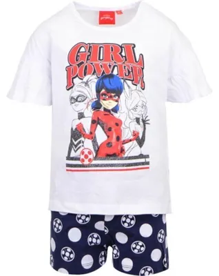 Image de Pyjama Miraculous, Ladybug, Queen Bee, pour enfant, taille 128, blanc. (Comprend : pyjama, chemise, short)