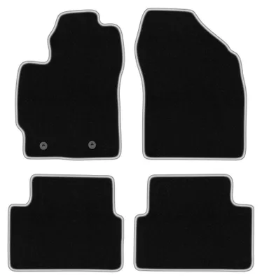 Image de Tapis de sol en moquette pour Toyota Auris I 2007-2012 (à hayon) – jeu 4 pièces, noir/argent, sur mesure – Wielganizator CARLUX