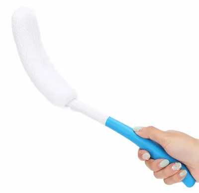 Produktbild von Langstielige Badebürste, langstielige Körperbürste, weiche Duschbürste mit Schwamm für den Rücken, für ältere Menschen/Schwangere beim Duschen, Peeling-Duschbürste 39 cm