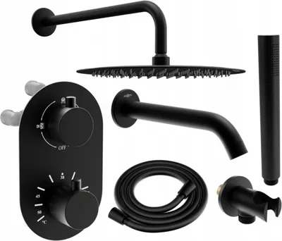 Produktbild von Mexen Kai DR70 Unterputz-Badewannen-/Brausegarnitur mit Regenbrause 25 cm, Schwarz - 77602DR70251-70