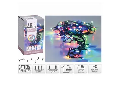 Immagine prodotto di Ghirlanda multifunzionale a batteria 48 led cavo verde luce multicolore 4m