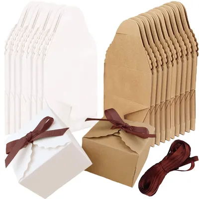 Obrázok produktu pre Omgoods – Darčekové krabičky, 30 kusov – z kraftpapieru – štvorcové – s vekom – ekologické – vhodné na svadbu/narodeniny/Vianoce – obaly