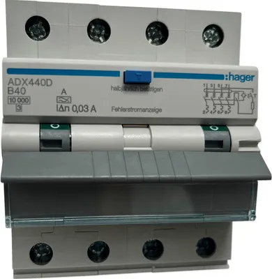 Produktbild von Hager Fehlerstrom-Leitungsschutzschalter 4P 10kA B-40A 30mA Typ A, 230 - 400 V