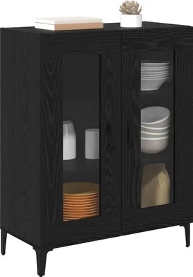 Image de vidaXL Sideboard noir imitation chêne 69,5 x 34 x 90 cm