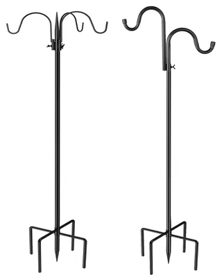 Obrázok produktu pre Sada záhradných hákov – 2 záhradné háky – výška nastaviteľná do 162 cm – robustná kovová tyč s 5 hrotmi – vhodné na kvetináče a vtáčie búdy – štýl A+B