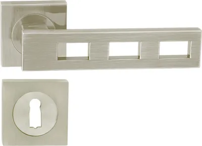 Produktbild von DOMINO Türgriff Drückergarnitur BB-Buntbart Set | Vierkant-Rosette | Türklinke für Zimmertür, Bürotür, Kellertür & Innentür | Türbeschläge aus Aluminium | Bronze Türdrückergarnitur |TRE-QR M9