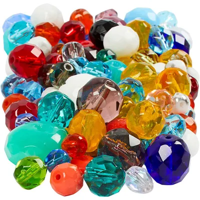 Produktbild von Glasschliffperlen, Größe 3-15 mm, Lochgröße 0,5-1,5 mm, ca. 450 Stk, Sortierte Farben, 400 g/ 1 Pck [HOB-69870]
