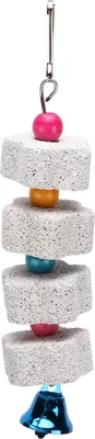 Produktbild von Vogel Nagestein, Mineralstein mit Glöckchen, für Papageien & Kleintiere, Schnabel‑ & Zahnpflege‑Spielzeug