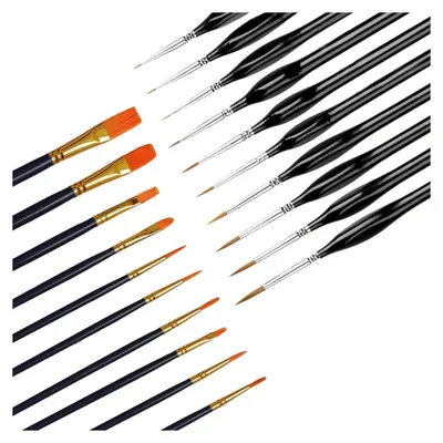 Produktbild von 20-teiliges Detailpinsel-Set mit Farbwanne für Kunstmalerei