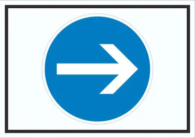 Produktbild von Schild Fahrtrichtung hier rechts Symbol A2 Rückseite selbstklebend