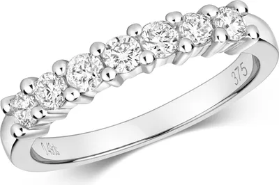 Produktbild von Funkelndes Feuer 9 Karat (375) Weißgold Halb Eternity Damen - Diamant Ring Brillant-Schliff 0.50 Karat H - PK1, 58 (18.5); TRS317389KWRSQ