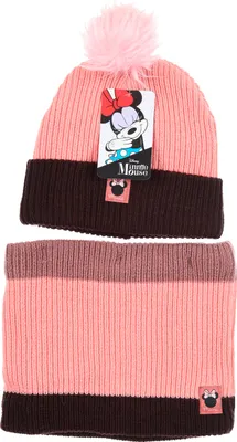 Produktbild von Minnie Mouse Kinder Winter Set 2 tlg. Mütze & Schal Loop Schlauchschal Mädchen   , Farbe:Rosa, Größe:52