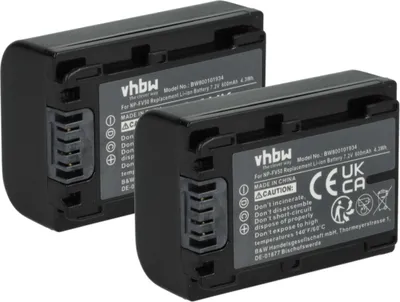 Produktbild von vhbw 2x Akku Ersatz für Sony NP-FV40, NP-FV50, NP-FV30 für Videokamera Camcorder (600 mAh, 7,2 V, Li-Ion) + Infochip