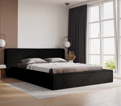 Obrázek produktu pro ADIDAR Celine čalouněná postel 200x200cm dřevěný rám manželské postele s hydraulickým rozvozem postel černá - Amor Velvet 4322 - s dodáním domů