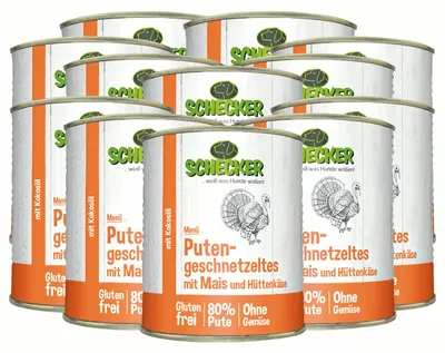 Produktbild von Hundemenü Putengeschnetzeltes mit Mais und Hüttenkäse