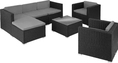 Produktbild von tectake® Rattan Lounge Lignano für 5 bis 6 Personen widerstandsfähig