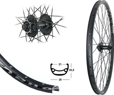 Produktbild von Bärwinkels 26 Zoll Vorderrad 21-559 Disc Shimano M475 Scheibenbremse 6-Loch schwarz Bremse