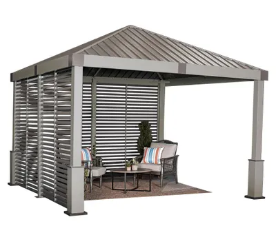 Produktbild von Sojag Aluminium Pavillon Nanda 1212 inkl. Seitenwand Champagner 363x363x313 cm