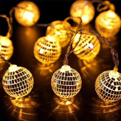 Productafbeelding van Feestelijke Discobol Lichtketting met 10 LED's - 150 cm - Sfeervolle Verlichting voor Kerst, Bruiloft en Feestjes (Warmwit)