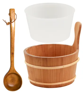 Produktbild von HAF Saunakübel Set Thermo-Espe 4 Liter + Einsatz und Kelle | Feuchtigkeitsresistenter Kübel | Hochwertiges Sauna Zubehör | Qualität:  Germany