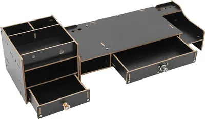 Produktbild von Monitorständer für Schreibtisch - Monitorerhöhung - Ergonomische Höhe - Platzsparende Ablage - 17,5×20×16 cm - Schwarz - Für Büro Und Studium