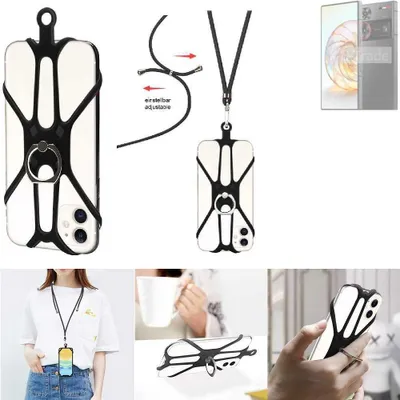 Produktbild von K-S-Trade 3in1 Handykette Handyband Handykordel Halsband Smartphone-Ring Handy-Ring kompatibel mit Nubia Z60 Ultra Fingerhalterung Handyring