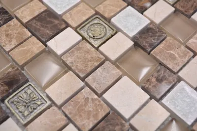 Produktbild von Handuster Mosaikfliese Mosaik Verbund Multiformat Stein Resin Keramik mix emperador Fliesenspiegel MOS85-2FD_m