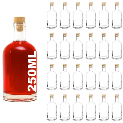 Immagine prodotto di Set di 24 bottiglie di vetro con tappi in sughero, capacità 250 ml