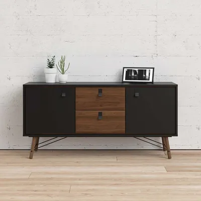 Produktbild von Ry Sideboard Schwarz matt / Walnuss